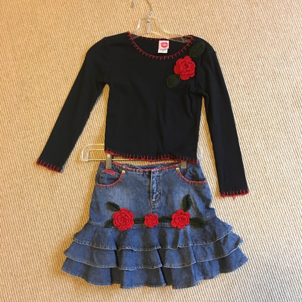 Girls Lipstik matching top and skirt set